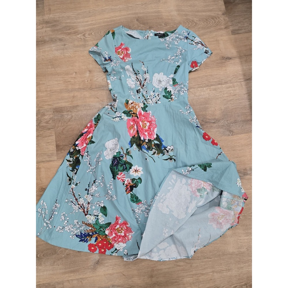 Women's LAMIU Dress (Size S) with Pockets. Fabric:‎ 95% Cotton, 5% Spandex.